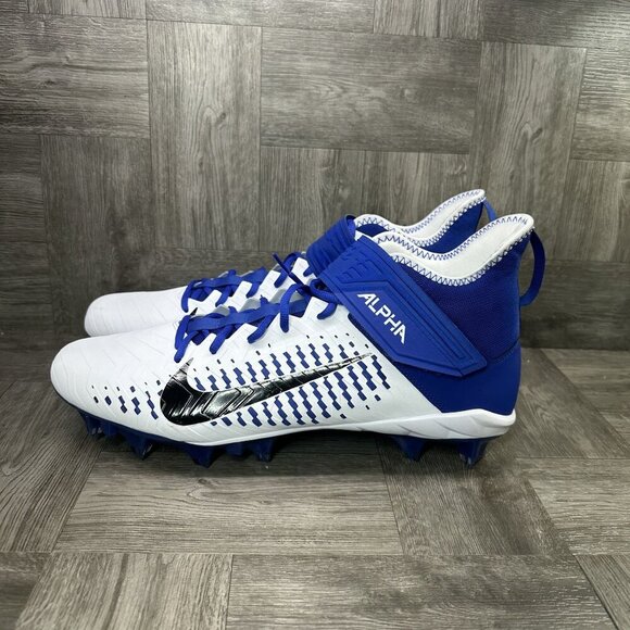 Nike Alpha Menace Pro 2 Mid White Blue Men's size 16 Football Cleats - Picture 5 of 8